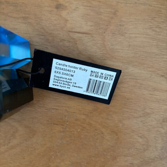 NWT! BYON Design Candle Holder Ruby in Blue Green Glass - Picture 6 of 6